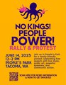 Flyer for Tacoma Jun 14, 2025 No Kings Rally and Protest, Noon to 2pm, at People's Park