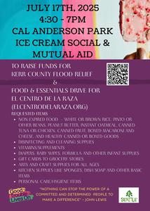 Flyer for Seattle Good Trouble Ice Cream Social and Mutual Aid