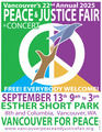 Flyer for Vancouver Sept 13, Peace and Justice Fair and Concert
