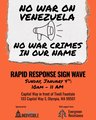 Flyer for Olympia Venezuela Rapid Response Sign Wave on Sun Jan 4, 2026